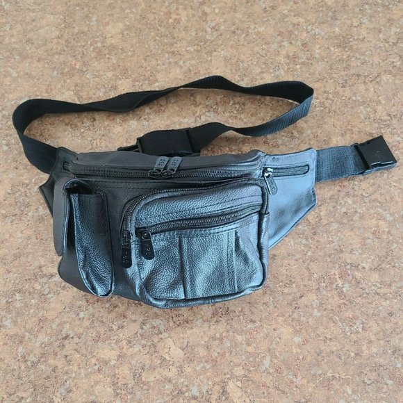 Unbranded Handbags - Belt Bag Fanny Pack Riding Biking Hiking Nylon Lined Adjustable Black Unbranded